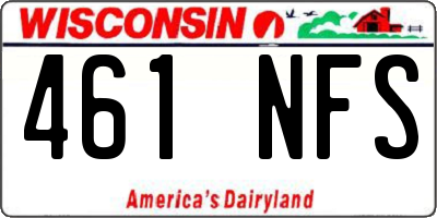 WI license plate 461NFS