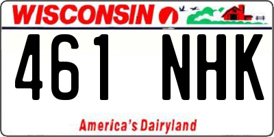 WI license plate 461NHK