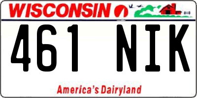 WI license plate 461NIK