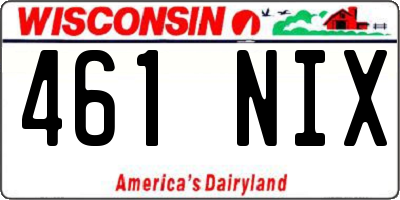 WI license plate 461NIX