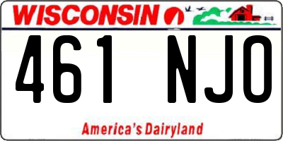 WI license plate 461NJO