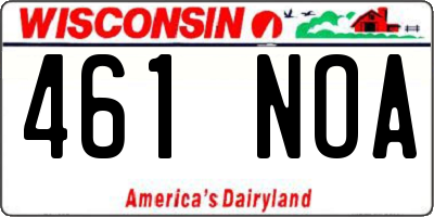 WI license plate 461NOA