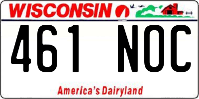 WI license plate 461NOC