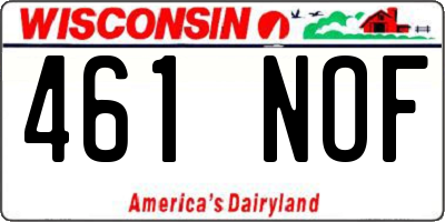 WI license plate 461NOF