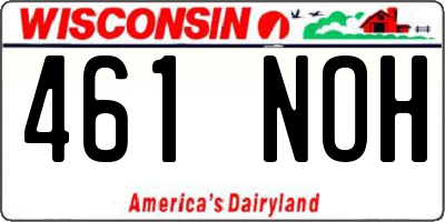 WI license plate 461NOH