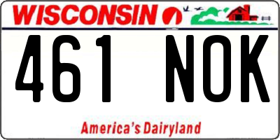 WI license plate 461NOK