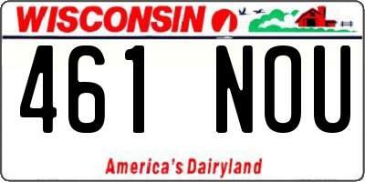 WI license plate 461NOU