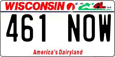 WI license plate 461NOW