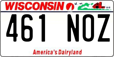 WI license plate 461NOZ