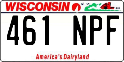 WI license plate 461NPF