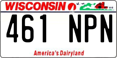 WI license plate 461NPN