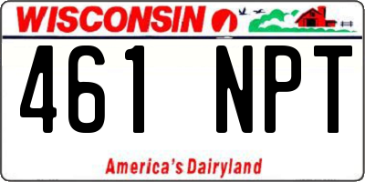 WI license plate 461NPT