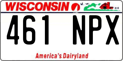 WI license plate 461NPX