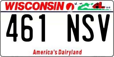 WI license plate 461NSV