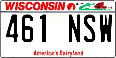 WI license plate 461NSW
