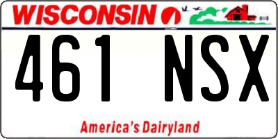 WI license plate 461NSX