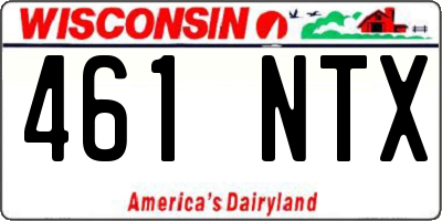 WI license plate 461NTX