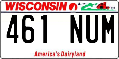 WI license plate 461NUM