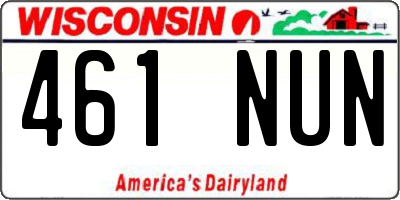 WI license plate 461NUN