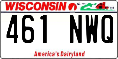 WI license plate 461NWQ