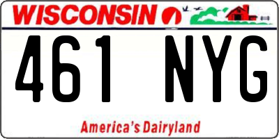 WI license plate 461NYG