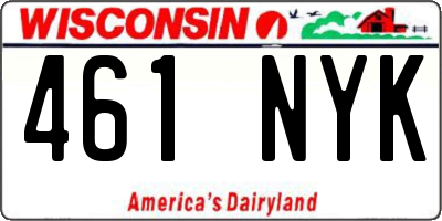 WI license plate 461NYK