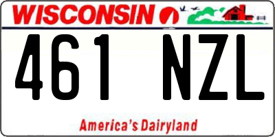 WI license plate 461NZL