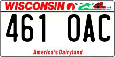WI license plate 461OAC