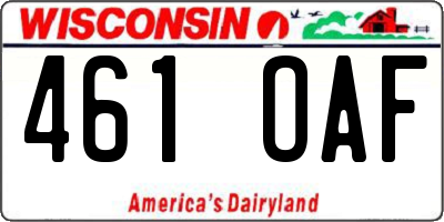 WI license plate 461OAF