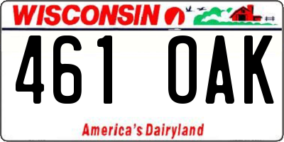 WI license plate 461OAK