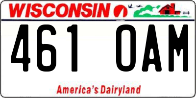 WI license plate 461OAM