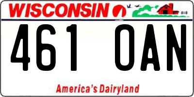 WI license plate 461OAN