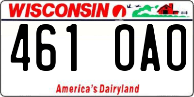 WI license plate 461OAO
