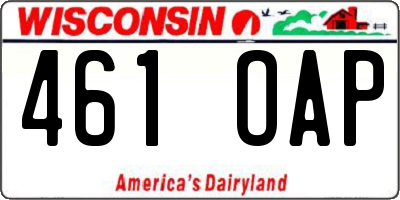 WI license plate 461OAP