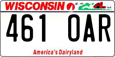 WI license plate 461OAR