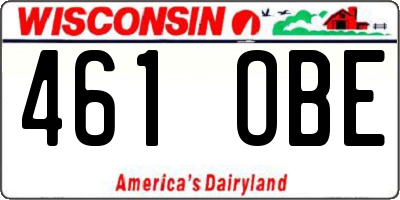 WI license plate 461OBE