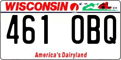 WI license plate 461OBQ