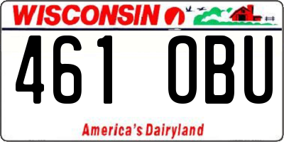 WI license plate 461OBU