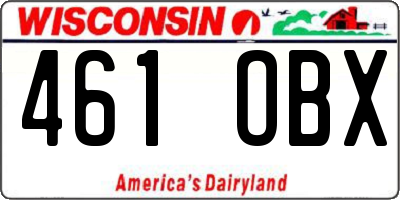 WI license plate 461OBX