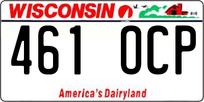 WI license plate 461OCP