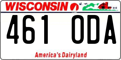 WI license plate 461ODA