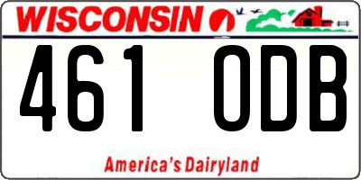WI license plate 461ODB