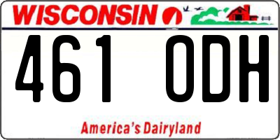 WI license plate 461ODH