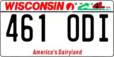 WI license plate 461ODI