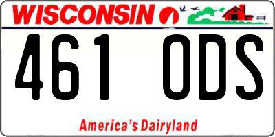 WI license plate 461ODS