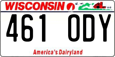 WI license plate 461ODY