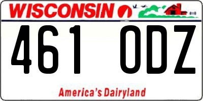 WI license plate 461ODZ