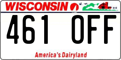 WI license plate 461OFF