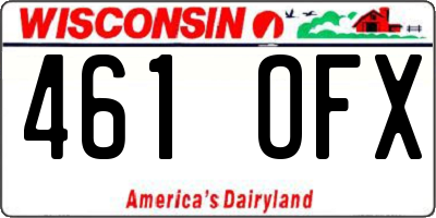 WI license plate 461OFX