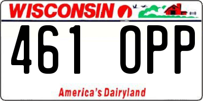 WI license plate 461OPP